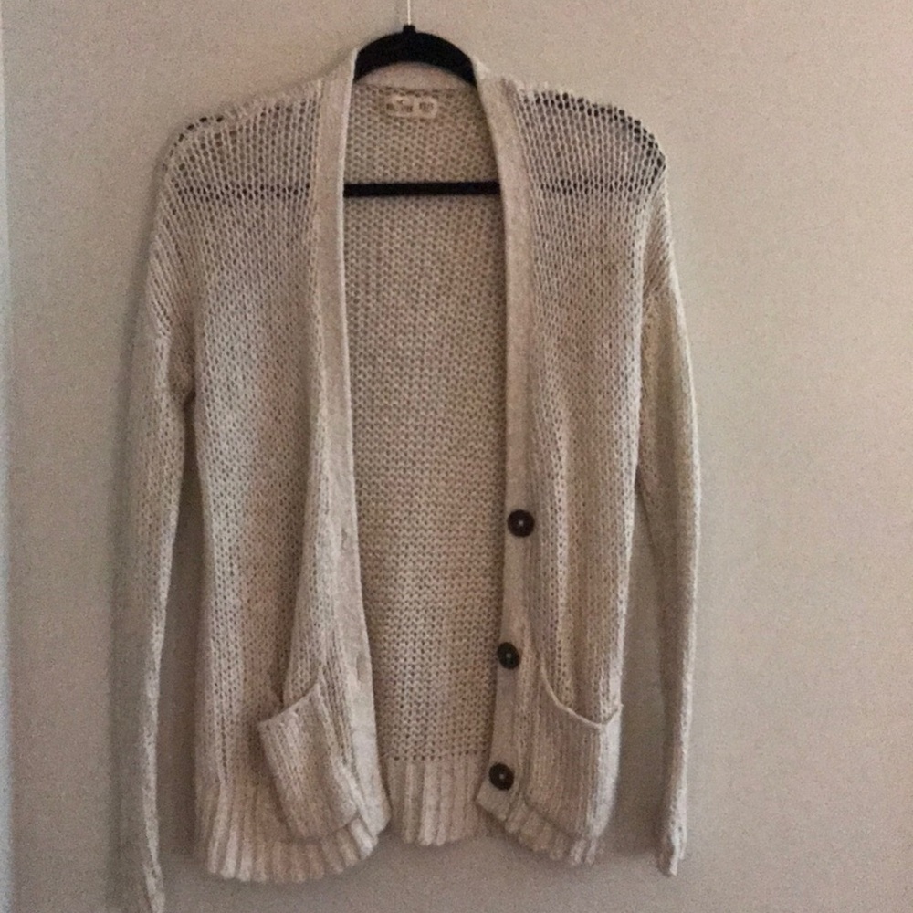cream cardigan